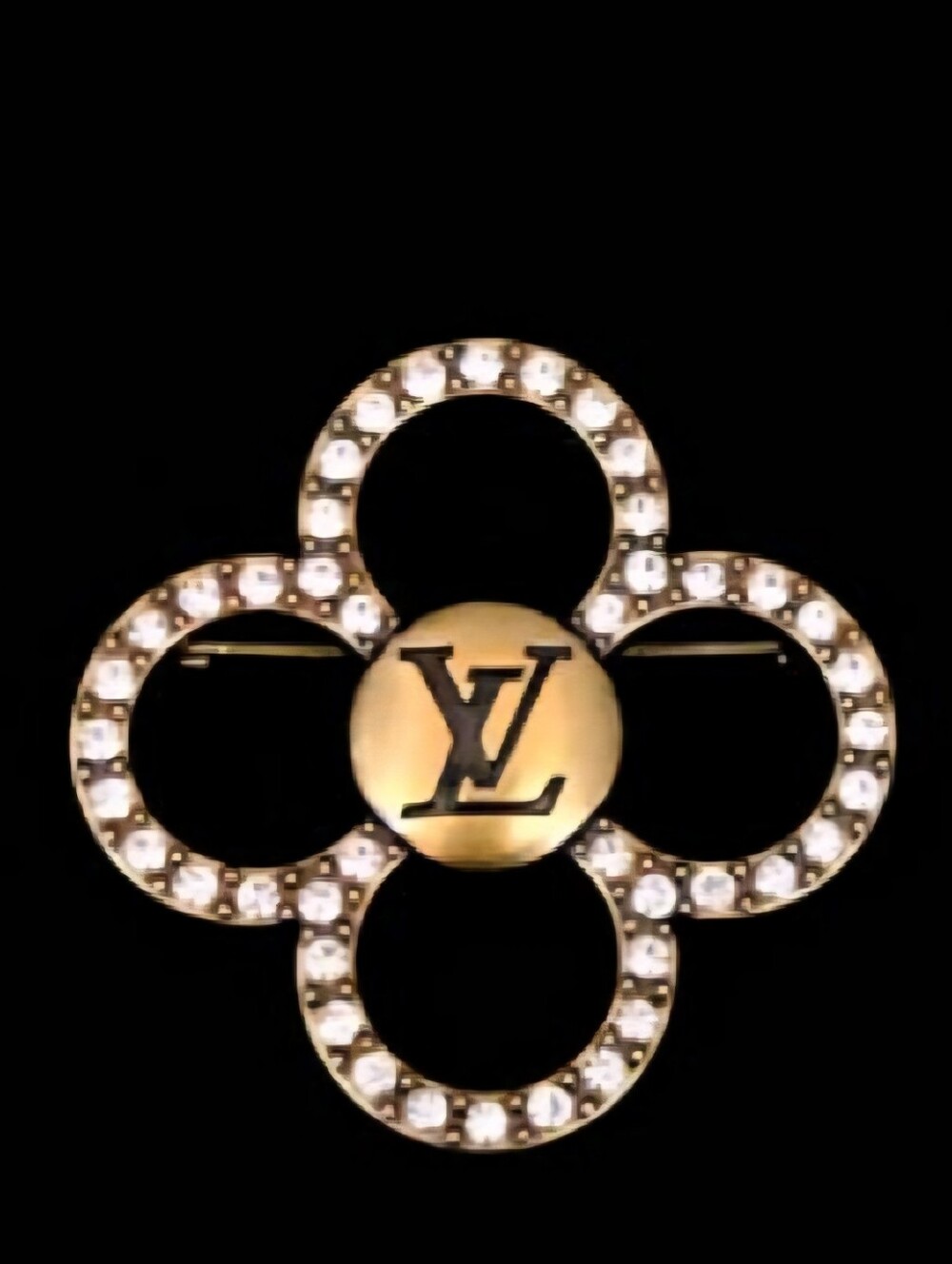Monogram LV Le Fleur Blossom Crystal Antique Gold Finish Brooch